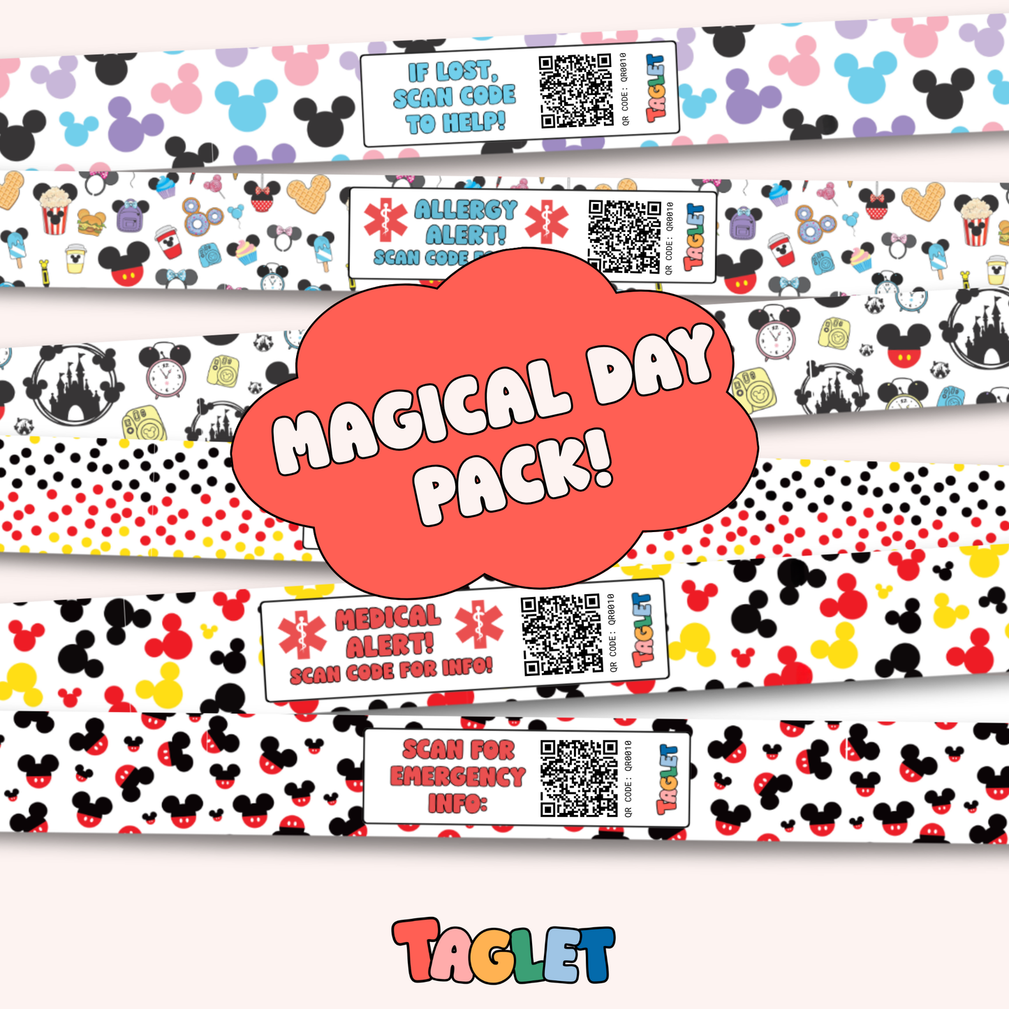Taglet Safety Wristbands – Magical Day Pack (Set of 12)