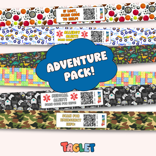 Taglet Safety Wristbands – Adventure Pack (Set of 12)