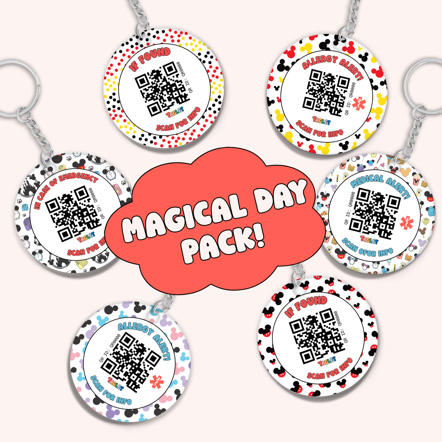 Taglet Safety Keychain - Magical Day Patterns