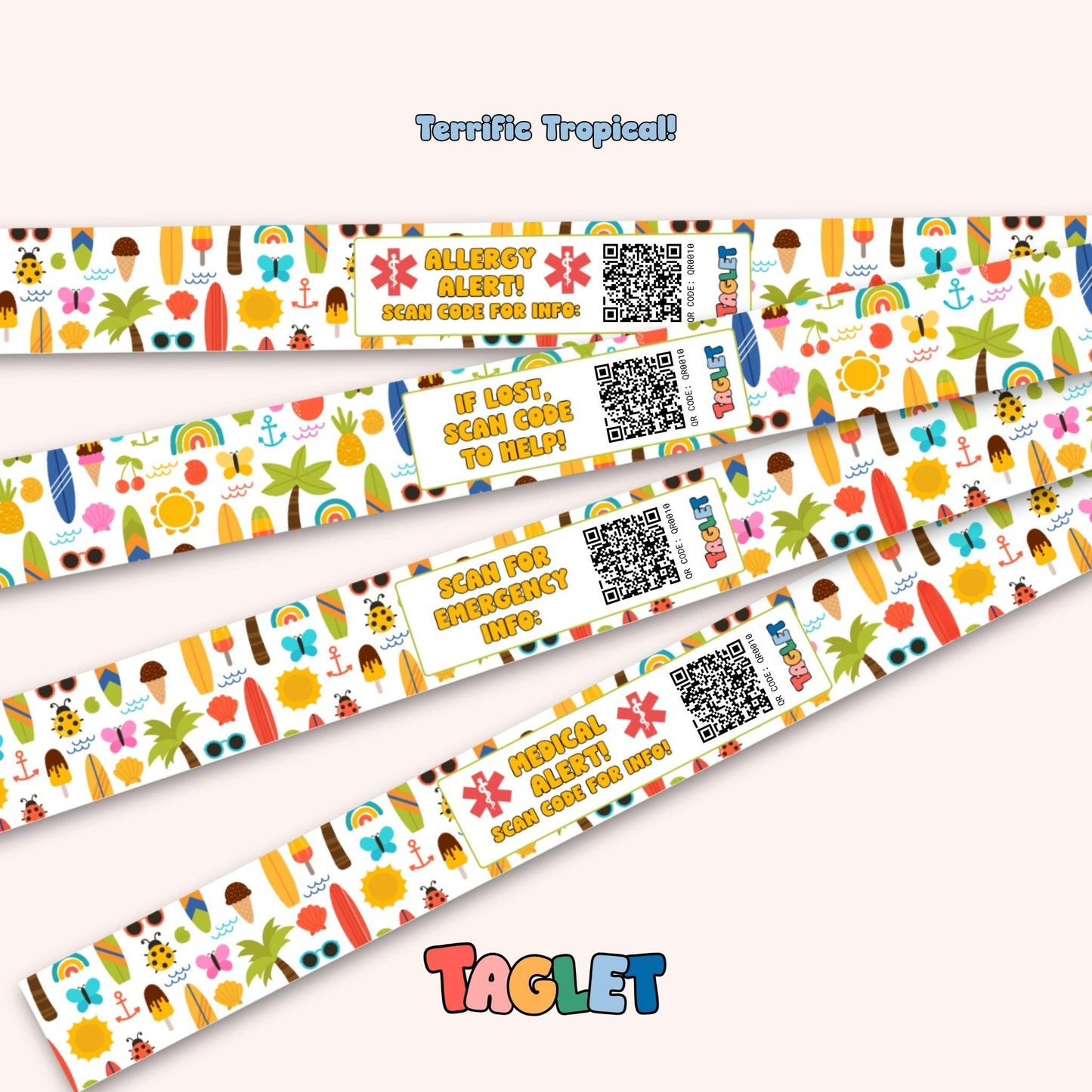 Taglet® Child ID Safety Wristbands – Vacation Adventure Pack (Set of 12)