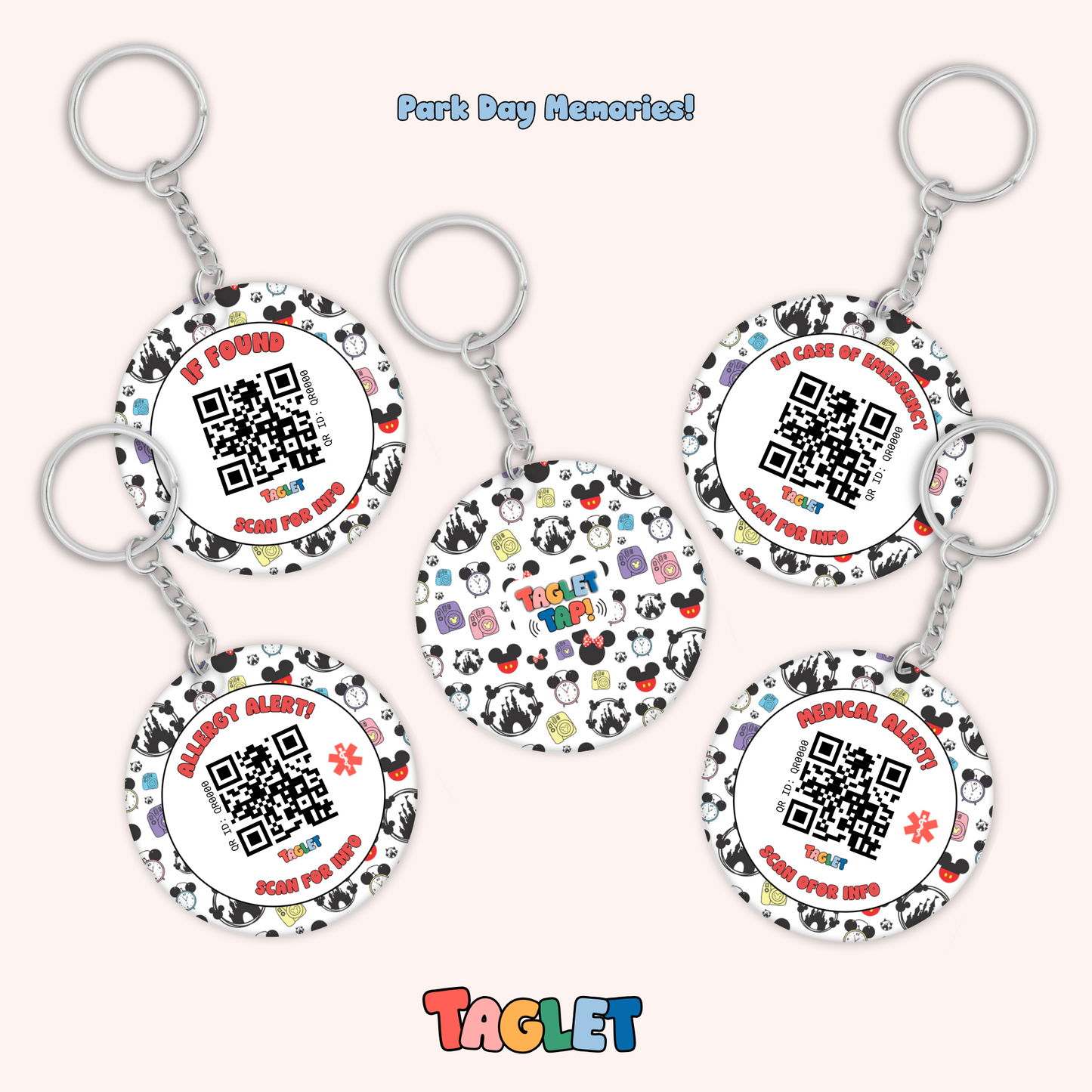 Taglet Safety Keychain - Magical Day Patterns