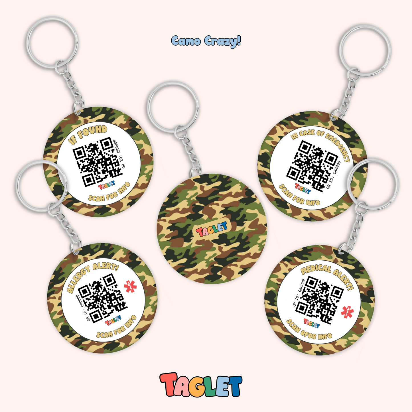 Taglet Safety Keychain - Adventure Patterns