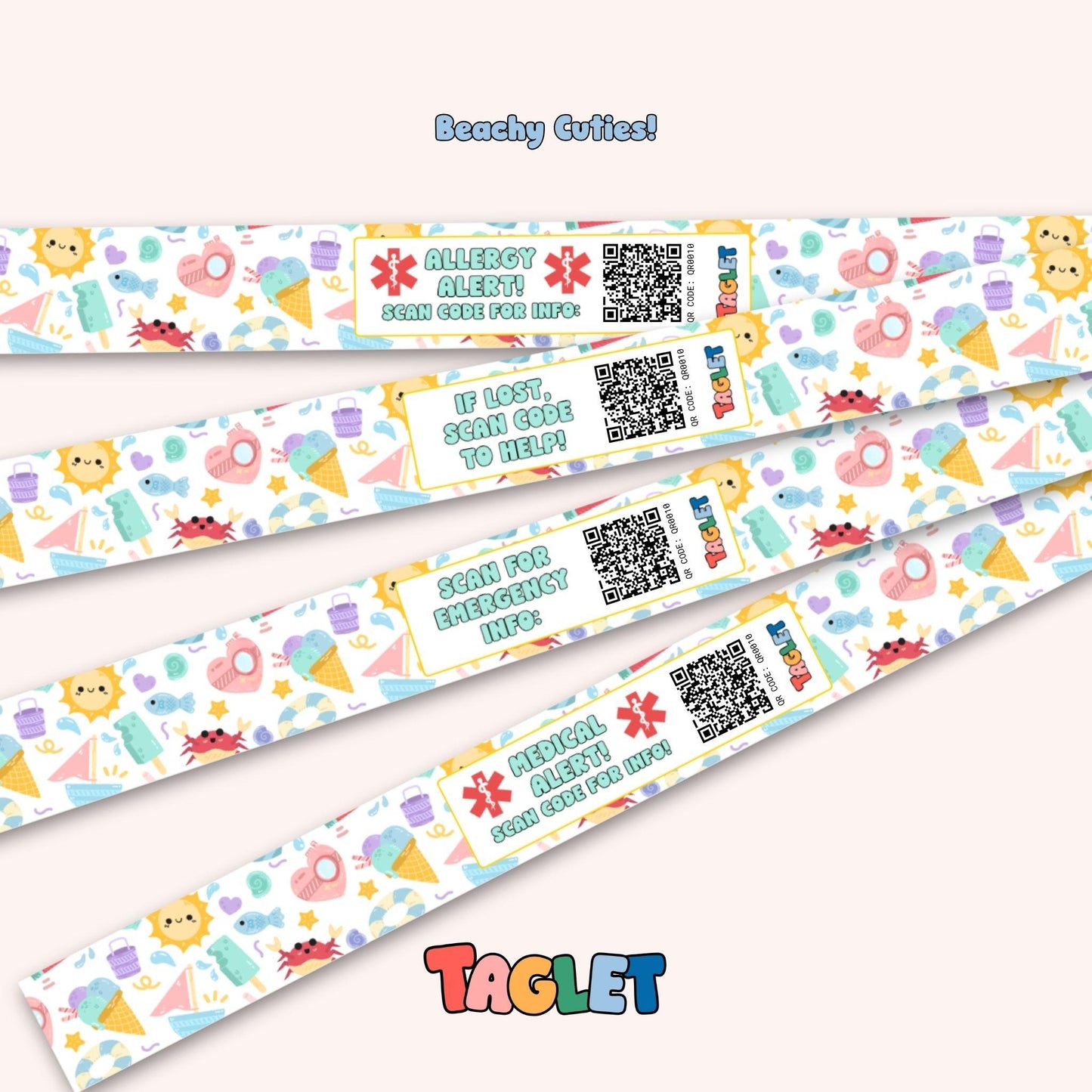 Taglet® Child ID Safety Wristbands – Vacation Adventure Pack (Set of 12)