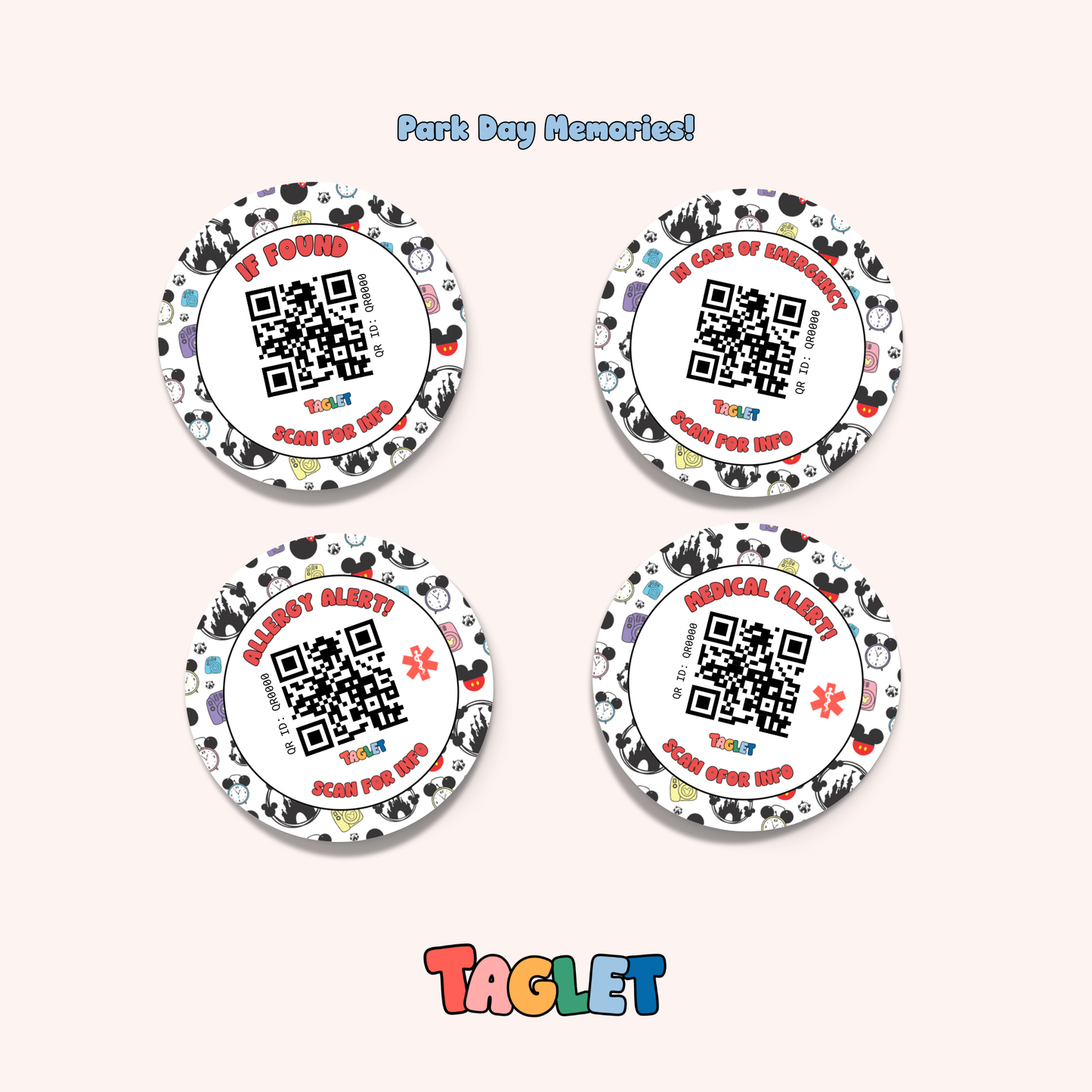 Taglet Round Safety Stickers - Magical Day Pack