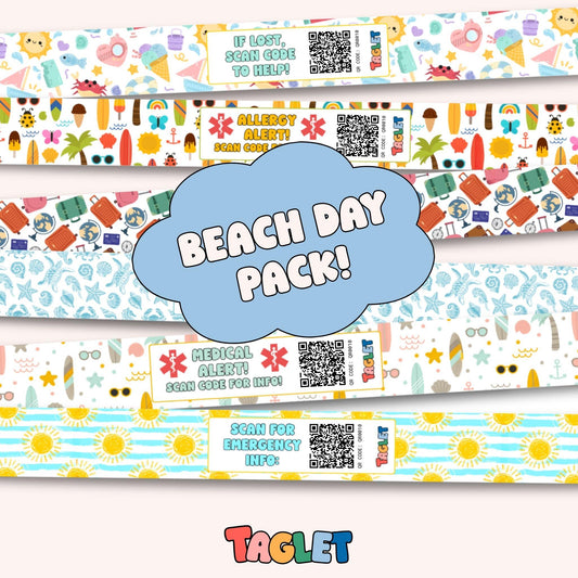 Taglet Safety Wristbands – Beach Day Pack (Set of 12)