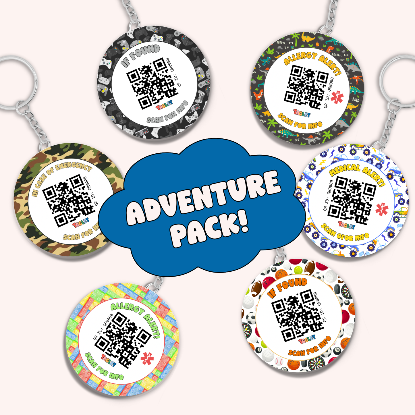 Taglet Safety Keychain - Adventure Patterns