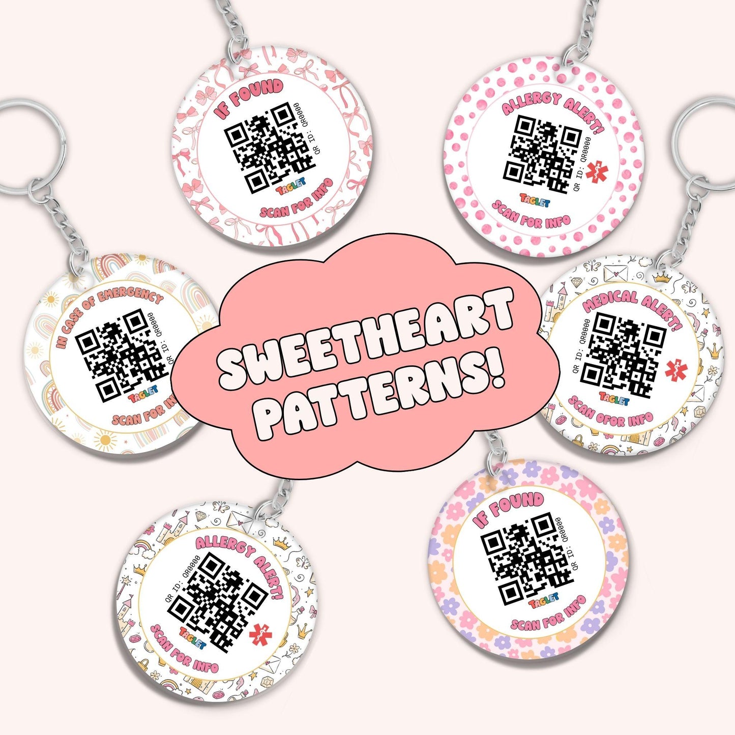 Taglet Safety Keychain - Sweetheart Patterns