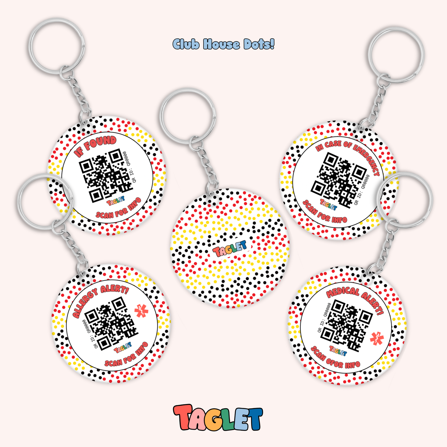 Taglet Safety Keychain - Magical Day Patterns