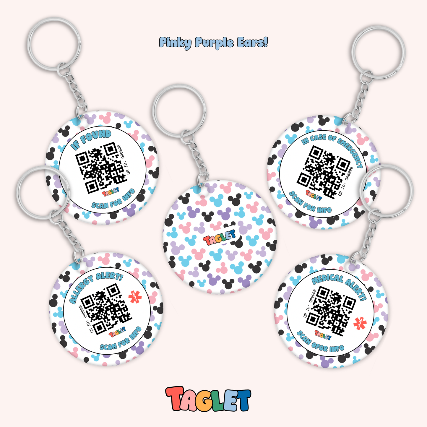 Taglet Safety Keychain - Magical Day Patterns