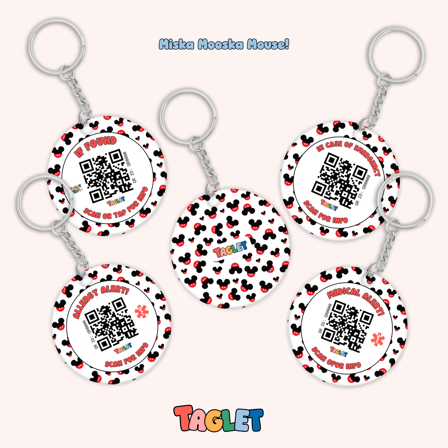 Taglet Safety Keychain - Magical Day Patterns